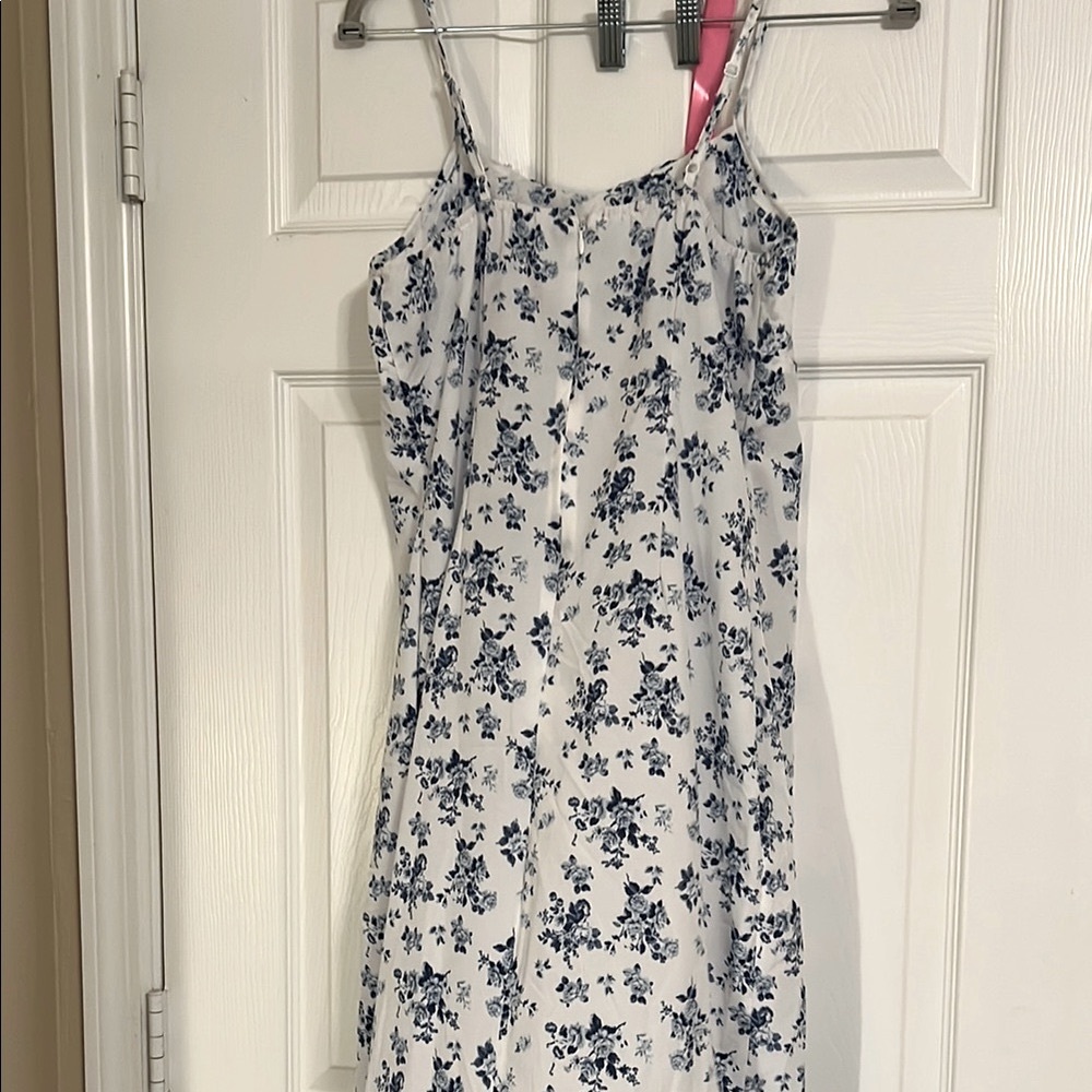 Floral Blue and White Maxi Dress Spaghetti Strap Medium sundress